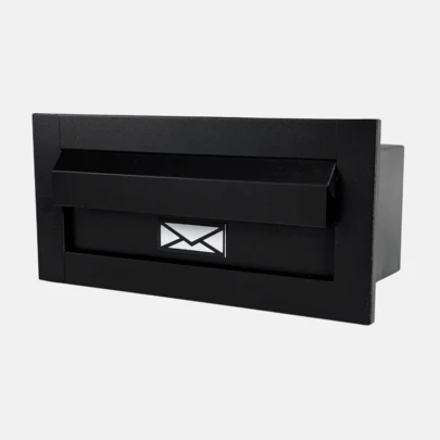 Caixa Correio Carta - Inox com Aba - Para Muro Parede de Embutir - 14cm Profundidade - Preto Fosco - Cromado - Branco