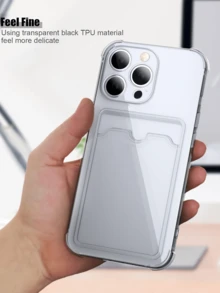 2 件透明卡片保护套适用于 Galaxy Mi Redmi Honor Oppo Vivo，超薄保护软 TPU 减震钱包式保护套带卡夹防水防摔防刮