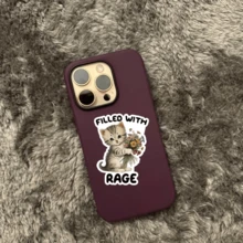 幽默“愤怒”猫贴纸 - 精力充沛的小猫拿着花束，俏皮有趣的设计，适用于笔记本电脑、水瓶、笔记本、可重复使用的乙烯基贴纸、易于剥离和粘贴的笔记本电脑配件、可爱的贴纸、学校用品、返校 - 彩色 - 查看 4