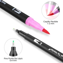 Plumones Doble Punta Pincel De 72 Colores, Plumones Para Colorear No Tóxicos, Ideales Para Niños Y Adultos, Marcadores Como Regalo Para Colorear Libros, Caligrafía, Lettering Y Cómics (negro, 72) - Negro - Ver 2