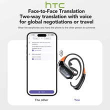 HTC NE27 AI Open Wireless Earbuds With Artificial Intelligence Translation, Bt 6.0, Lcd Touchscreen, Stereo Sound, Long Life, Transparent Case, Noise Cancellation On Calls, 134 Languages Ready To Translate - Black NE27 AI - View 4
