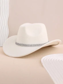 1 pieza Sombrero vaquero de mezclilla para niños, sombrero de fieltro suave de unicolor, sombrero vaquero occidental para adolescentes, adecuado para festivales, fiestas, salidas - Estilo 1 - Ver 13