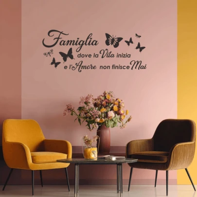 1 件意大利家庭图案墙贴 - 可移除乙烯基贴纸，用于家居装饰 - 富有表现力的家庭爱情名言墙贴