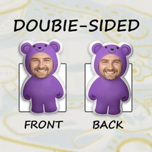1 Pernă foto personalizată, Ursuleț violet, Amuzant, Tetieră personalizată, Companie, Potrivită pentru Ziua Tatălui, Ziua Mamei, Halloween, Crăciun, Ajunul Crăciunului, Ziua Îndrăgostiților, Zile de naștere, Aniversări personalizate, Ziua Memorială a Soldaților, Ziua Recunoștinței, Paște