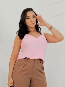 Women's Wide Strap Viscose Tank Top, Basic Summer Fashion - Baby Pink - View 2