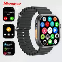 Microwear 2.01" Full Touch Screen Unisex Smart Watch - Outdoor Sports Fitness Watch, Supports Wireless Calling And Message Alerts, Multiple Sports Modes, Remote Camera/Music Control, Activity Tracker, Compatible With Android And IOS, 350mAh Battery, IPS Display, Alloy Case, Black