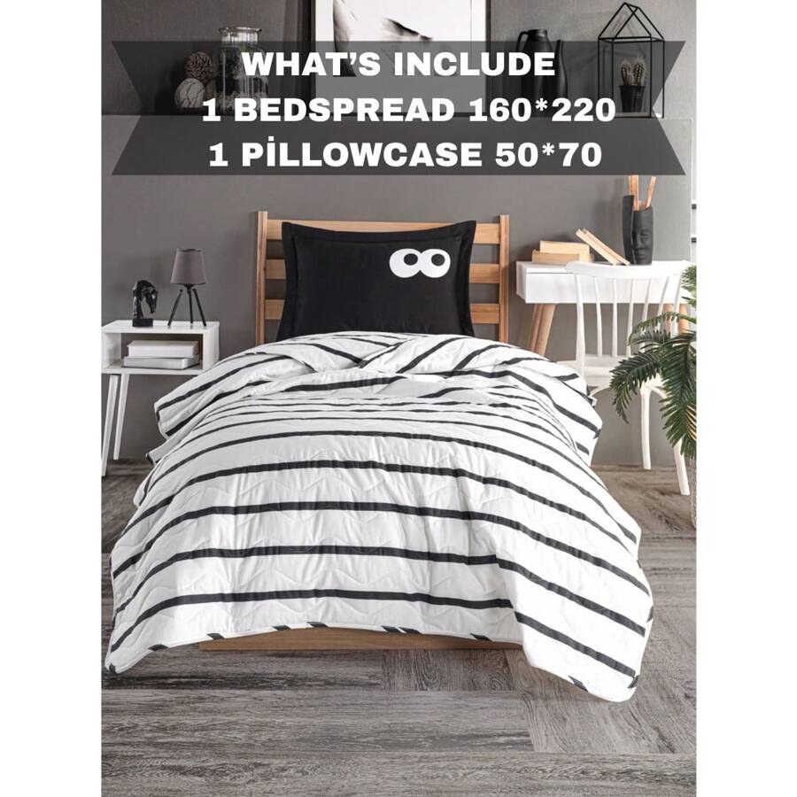 单人床罩套装 - 1 件床罩（160x220 厘米）和 1 件枕套（50x70 厘米） - 超柔软、高吸水性且舒适的豪华床上用品