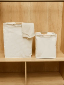 1 件纯色洗衣篮，白色手持可折叠洗衣篮，适用于家庭装、裤子、鞋子、牛仔裤、靴子、裙子洗衣篮、洗衣篮、浴室收纳篮、篮子、储物篮、可折叠洗衣篮 - 白色 - 查看 2