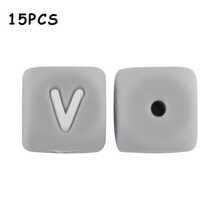 15件/26件，12MM灰色字母（A-Z）硅胶方珠，适合DIY手工吊坠装饰，适合DIY珠宝制作、钥匙扣、手链、挂绳和笔珠，钥匙扣制作材料 - 彩色 - 查看 29