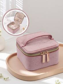 1pc Portable Multi-Functional Jewelry Box With Storage Bag, PU Leather Jewelry Ring Box Necklace Box Jewelry Box Oxidation Proof Birthday Gift, Super Large Capacity Jewelry Box For Earrings, Rings, Bracelets, Necklaces, Hair Accessories, Suitable As Gift For Girlfriends, Friends, Girls For Holiday Or Birthday Summer Goods For Women Storage Organizer Gift Back To School