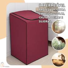 Capa Para Máquina Lavar eletrolux Colormaq Consul 12kg 13kg 14kg 15kg tamanho G - Vinho - Visão 4