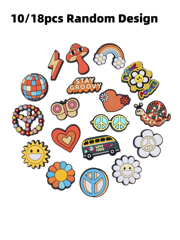 10/18 stuks willekeurige schoenbedels voor klompdecoratie, schattige cartoonbedels, accessoires voor mannen en vrouwen, feestgunst