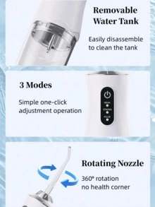 خيط تنظيف المياه الكهربائي، جهاز تهيج فموي قابل للنقل لاسلكيًا، مع 3 أوضاع و4 فوهات، خراطيم كهربائية للعناية بالفم في المنزل، مثالي للرحلات والأعمال والسفر، خيارات هدايا المهرجانات