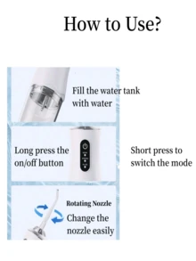 خيط تنظيف المياه الكهربائي، جهاز تهيج فموي قابل للنقل لاسلكيًا، مع 3 أوضاع و4 فوهات، خراطيم كهربائية للعناية بالفم في المنزل، مثالي للرحلات والأعمال والسفر، خيارات هدايا المهرجانات