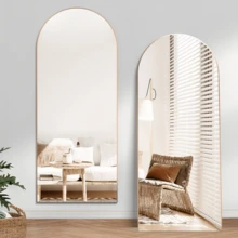 Full Length Mirror 165*60cm Arch Floor Mirror With Stand Arched Mirror Full Body Mirror Gold Standing Hanging Or Leaning Against Wall For Bedroom Entry, Bedroom, Living Room - 金色 - 查看 5