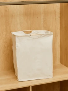 1 件纯色洗衣篮，白色手持可折叠洗衣篮，适用于家庭装、裤子、鞋子、牛仔裤、靴子、裙子洗衣篮、洗衣篮、浴室收纳篮、篮子、储物篮、可折叠洗衣篮 - 白色 - 查看 3