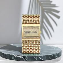 1 件奢华女士石英表，带水晶装饰，优雅方形表盘，适合日常休闲、度假、派对场合、礼物 - 彩色 - 查看 2