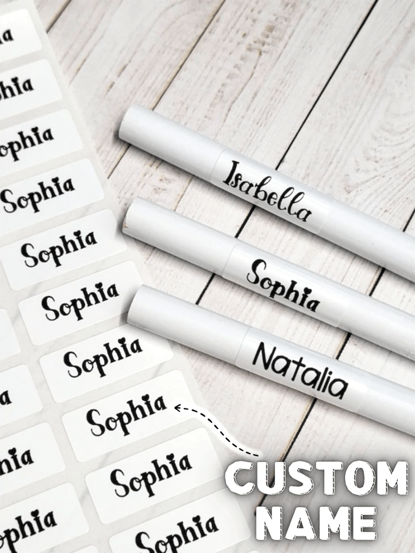 50-300Pcs Custom Name Labels Vinyl 3*1.5CM Any Fonts Clear Waterproof Name Labels Bottle Labels Personalized Name Labels Name Stickers School Labels Kids Camp Labels Personalized Name Stickers Back To School Labels Vinyl Waterproof Stickers For Fall Holidays, Halloween, Thanksgiving, Christmas And New Year Parties And Celebrations - Vinyl - View 1