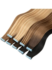Tape In Hair Extensions Human Hair 20pcs/Pack Remy Straight Invisible Tape Adhesive Hair Extensions Suitable For All People Halloween Costumes - S1 - View 9