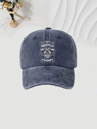 1 pièce Casquette de baseball imprimée de guitare, ombrageante et respirante, design mode et polyvalent unisexe, convient pour les voyages et les sports de plein air