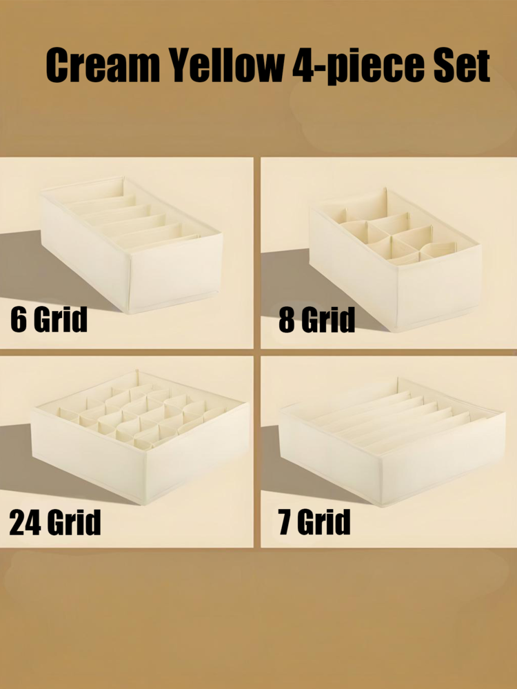 1/4pcs Sock And Underwear Organizer, 6/7/8/24 Compartment Foldable Drawer Divider Organizer, Closet Divider Baskets, Space Saving For Home Closets, Bedroom Accessories, Organizer Decor, Holiday/Room/Home/Bedroom Decor, Storage Boxes, Home Storage - Multicolor - View 16