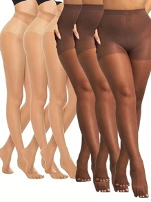 6/12 Piece High Waisted Semi Transparent Pantyhose Solid Color Slim Fit Leggings,Women's Stockings,Elastic Stockings