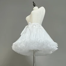 1 件女士洛丽塔衬裙，柔软无骨日常薄纱裙，洛丽塔公主蓬松芭蕾舞短裙，棉花糖云衬裙，透气短款薄纱裙秋季女士服装 - 白色 - 查看 5