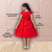 Children's Dress Girl's Round Party Wedding Baptism Graduation Youth Birthday Princess Style - Red - View 8