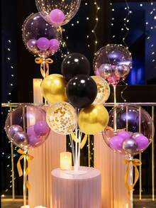 一套可重复使用的透明气球支架套装，含6个气球，适用于宝宝生日派对、主题派对、迎婴派对等庆祝活动和场合。 - 彩色 - 查看 12