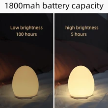 Rechargeable Egg-Shaped Night Light With 7 Color Modes, Adjustable Warm White LED, Suitable For Teen Sleep, Touch Controls And Timer - Battery Life Up To 100 Hours, Suitable For Room Decor, Bedroom Light
