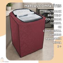 Capa Para Máquina Lavar eletrolux Colormaq Consul 12kg 13kg 14kg 15kg tamanho G - Vinho - Visão 3