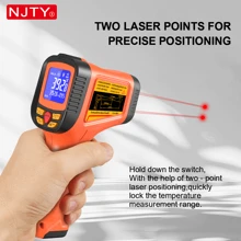 NJTY 1pc Professional Industrial Infrared Thermometer For Industrial Use, High And Low Temp Alarm, 2 Laser Targeting, Accurate Laser Surface Temperature Reader, 800℃/1500 ℃ For Selection