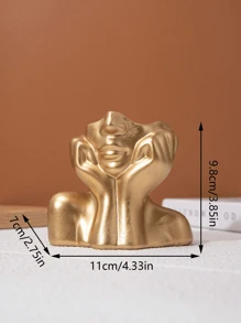 1pc Gold Resin Flower Vase, For Decoration, Flower Arrangement, Beauty Tool & Stationery Storage, Modern Simple Vase, Suitable For Home Decor, Living Room Tabletop