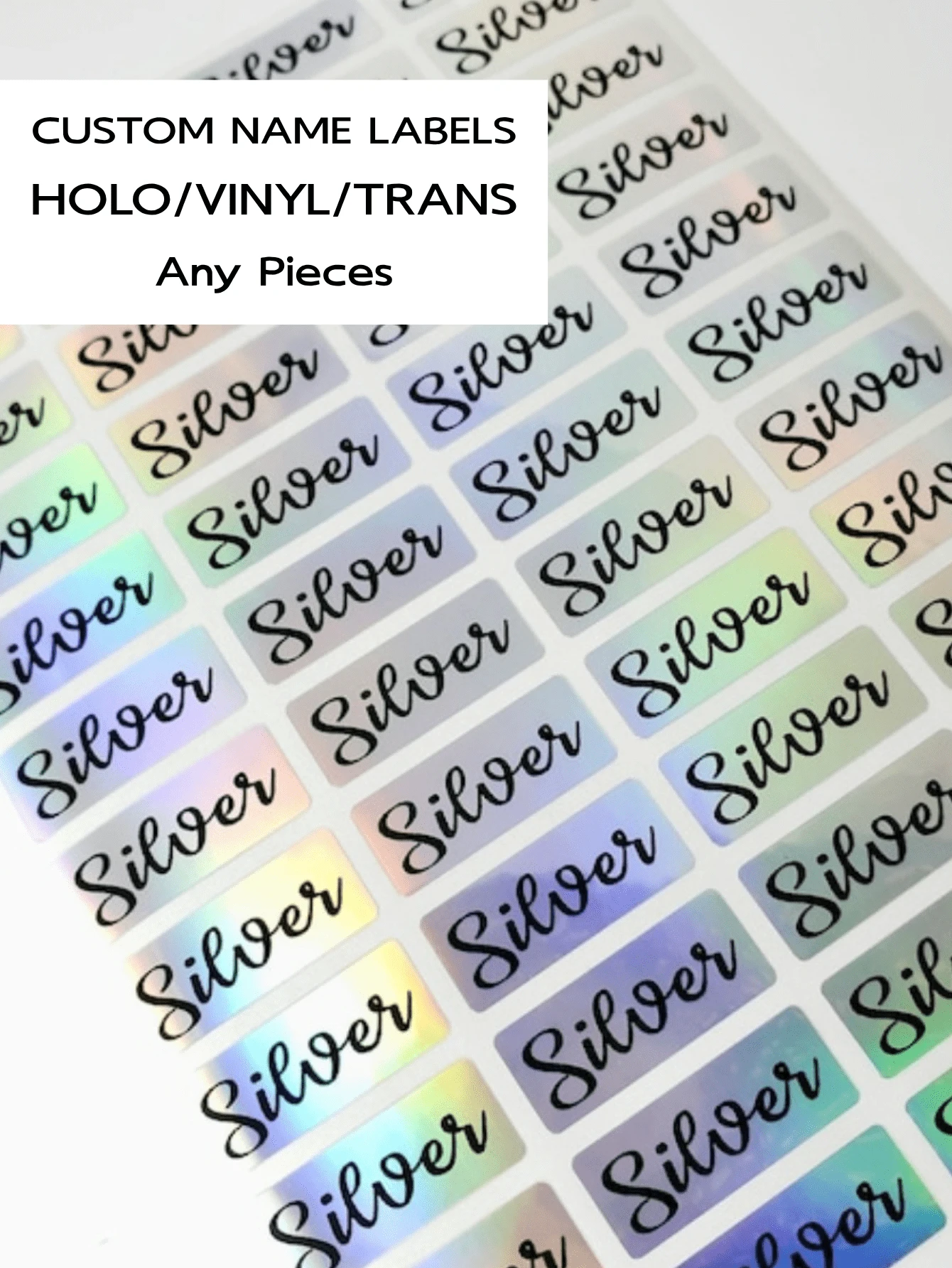 50-300 Stücke personalisierte Namensaufkleber holografisch 3*1,5 cm in beliebigen Schriftarten, klare wasserfeste Namensaufkleber, Flaschenetiketten, personalisierte Namensaufkleber, Namensschilder für Schule, Lager, personalisierte Namensaufkleber, Rückkehr zur Schule, Aufkleber aus Vinyl, wasserfest für Herbstfeste, Halloween, Thanksgiving, Weihnachten und Silvester