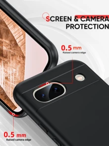 2Pcs Silicone Case Compatible With Google Pixel, Full Body Silky Soft Touch Phone Case With Camera Protection, Shockproof Cover With Microfiber Lining, Black - Black - View 3