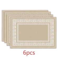 Set de mantel de estilo griego, que incluye manteles individuales lavables y mosquetes en negro, azul y beige con patrón geométrico de líneas florales, adecuado para comedor, sala de estar, cocina, decoración del hogar, contra decoración en estilo vintage, estampado minimalista de doble color o sólido, antideslizante, fácil de limpiar, regalo ideal, multiusos, suave y fácil almacenamiento - Multicolor - Ver 13