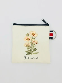 Flowers, Butterflies, Bows, Love, Autumn New Fashion, Christmas Gifts, Holiday Essentials, Halloween, Christmas, Clutch, Coin Purse, Toiletries, Makeup Bag, DIY, Send Girlfriend, Valentine's Day, Send Mom, Mother's Day, Travel, Bag, Women's Bag, Travel Essentials, Cloth Bag, Custom Name, - Beige - View 4