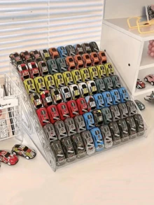 1pc Versatile Acrylic Display Stand For Toy Cars, Jewelry & More - Transparent, Multi-Tiered Organizer With Multiple Compartments - Multicolor - View 2