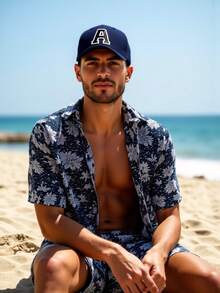 1 件黑白字母 A-Z 男士深蓝色硬顶时尚棒球帽新款设计休闲街头百搭防晒遮阳帽透气吸汗户外运动帽