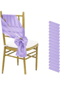16pcs Light Purple Chair Sashes With Bow Universal Chair Back Decoration, Suitable For Wedding, Restaurant, Event Decor, Party, Hotel Activity Decor - Multicolor - View 2