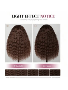 200 Density Deep Wave Lace Front Wigs Human Blended Hair 13*4 13*6 4*4 5*5 200% Density 34 Inch #4 Curly Human Blended Hair Wig For Women Brown Color HD Transparent Lace Glueless Frontal Wigs Pre Plucked With Baby Hair - Brown - View 8