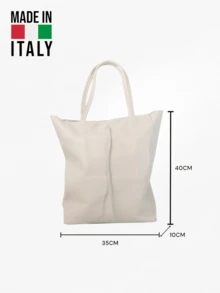 Women's Summer Tote Bag, Genuine Leather Made In Italy, Large Capacity For Your Everyday Use, Minimalist Style For Office And Daily Use - trắng - Xem 7