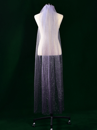 1 pièce Voile de mariée monocouche dégradé, ciel étoilé, brillant et léger avec un peigne à cheveux, convient pour les mariages et les fêtes, en nylon