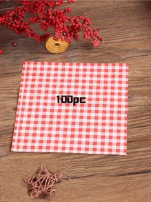 100pcs/400pcs Greaseproof Paper Liner Sandwich Wrapper, 4 Colors Waxed Paper, Kitchen Baking Paper Cake Box Liner Blotting Paper Checker Plate Liner Hamburger Sandwich Coated Paper For Barbecue Picnic, Holiday Back-To-School Season, Halloween, Christmas Party Fast Foods