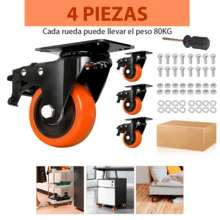 Yocharosa Kit 4 Piezas Rueda Mueble Repuesto Giratoria Freno Llanta Pvc - Naranja - Ver 2