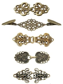 女士复古毛衣开衫领夹、腰带夹、衬衫胸针夹、金色、银色和古铜色花朵图案毛衣披肩夹 - 腰夹、腰带开衫夹围巾领子配饰夹和胸针夹，可作为服装礼品 - 披肩夾 - 查看 16