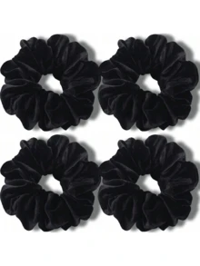 4pcs Oversized Scrunchies For Thick Hair, Soft Velvet Hair Ties With High Elasticity, Daily Wear, Scrunchy Hair Ties, Hair Bobbles, Casual, Washing Face, Hair Accessories Ponytail Head Accessories