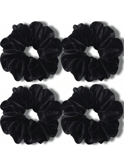 4pcs Oversized Scrunchies For Thick Hair, Soft Velvet Hair Ties With High Elasticity, Daily Wear, Scrunchy Hair Ties, Hair Bobbles, Casual, Washing Face, Hair Accessories Ponytail Head Accessories Elastic Band