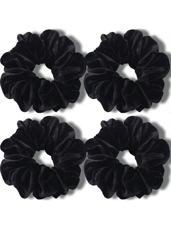 4 piezas Scrunchies extra grandes para cabello grueso, lazos de pelo de terciopelo suave con alta elasticidad, para uso diario, lazos de pelo tipo scrunchie, accesorios para el cabello, casual, lavado de cara