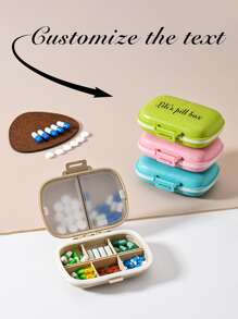 1pc Customizable Name Portable Pill Case, 8-Grid Airtight Waterproof Medicine Box For Travel, Camping, Outdoor, Father's Day & Mother's Day Gift